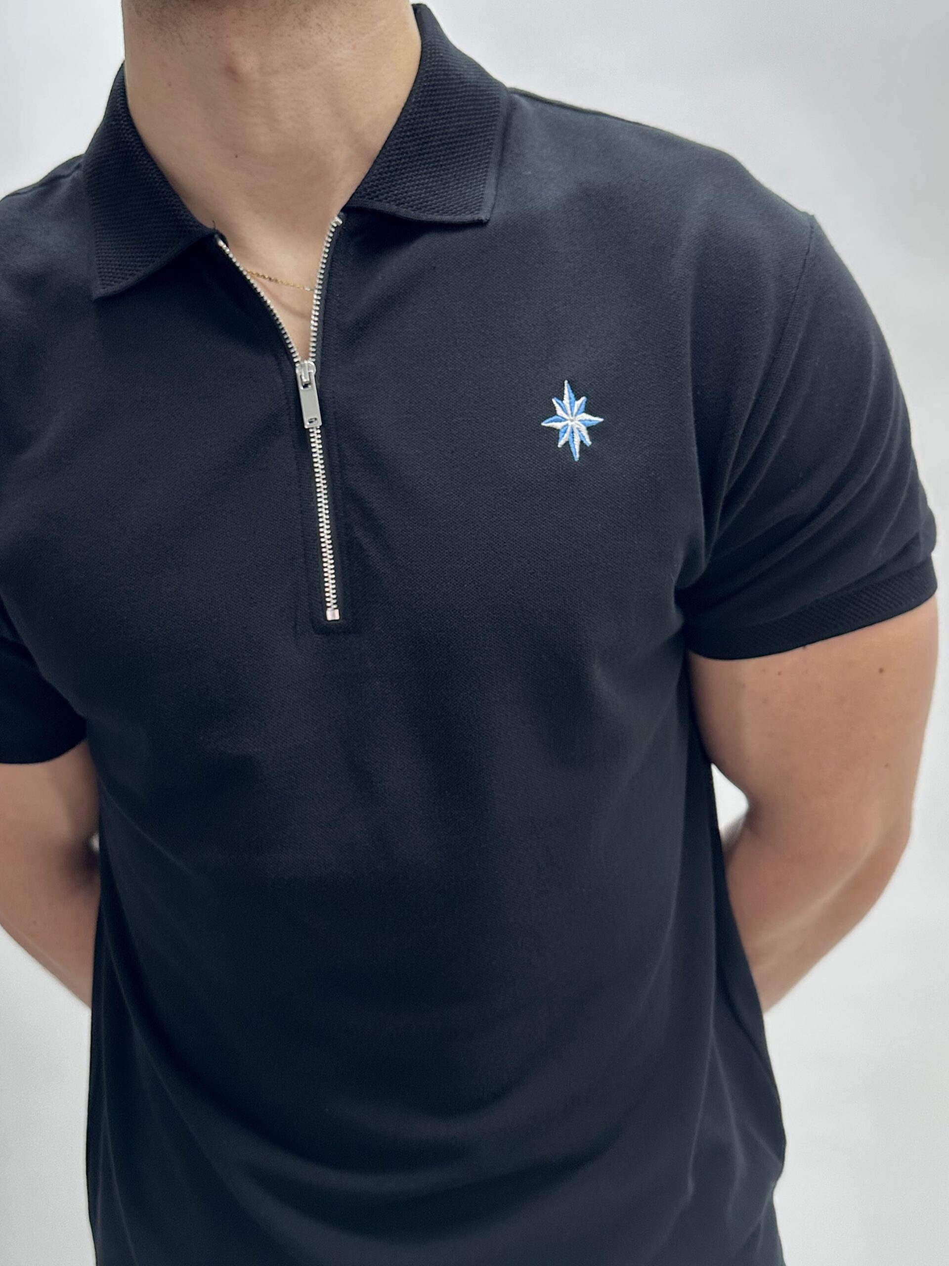 Black Zip Neck Polo - Image 3