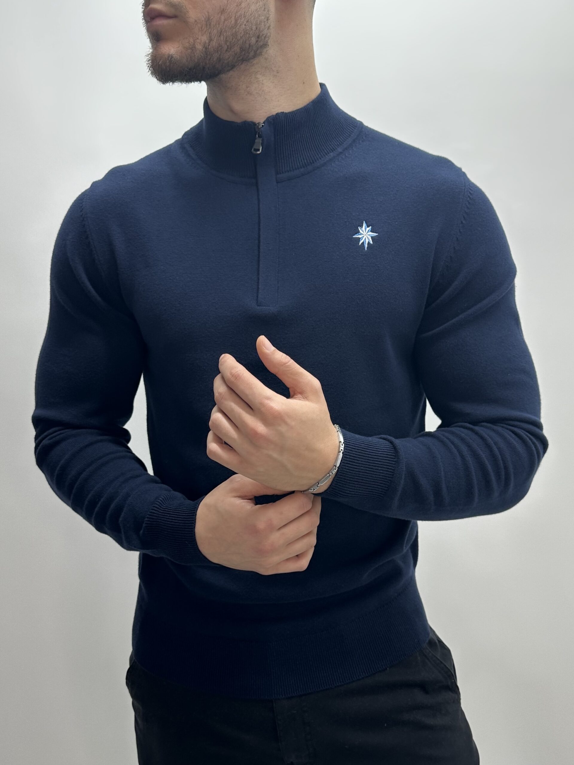 Navy Zip-Neck Sweater