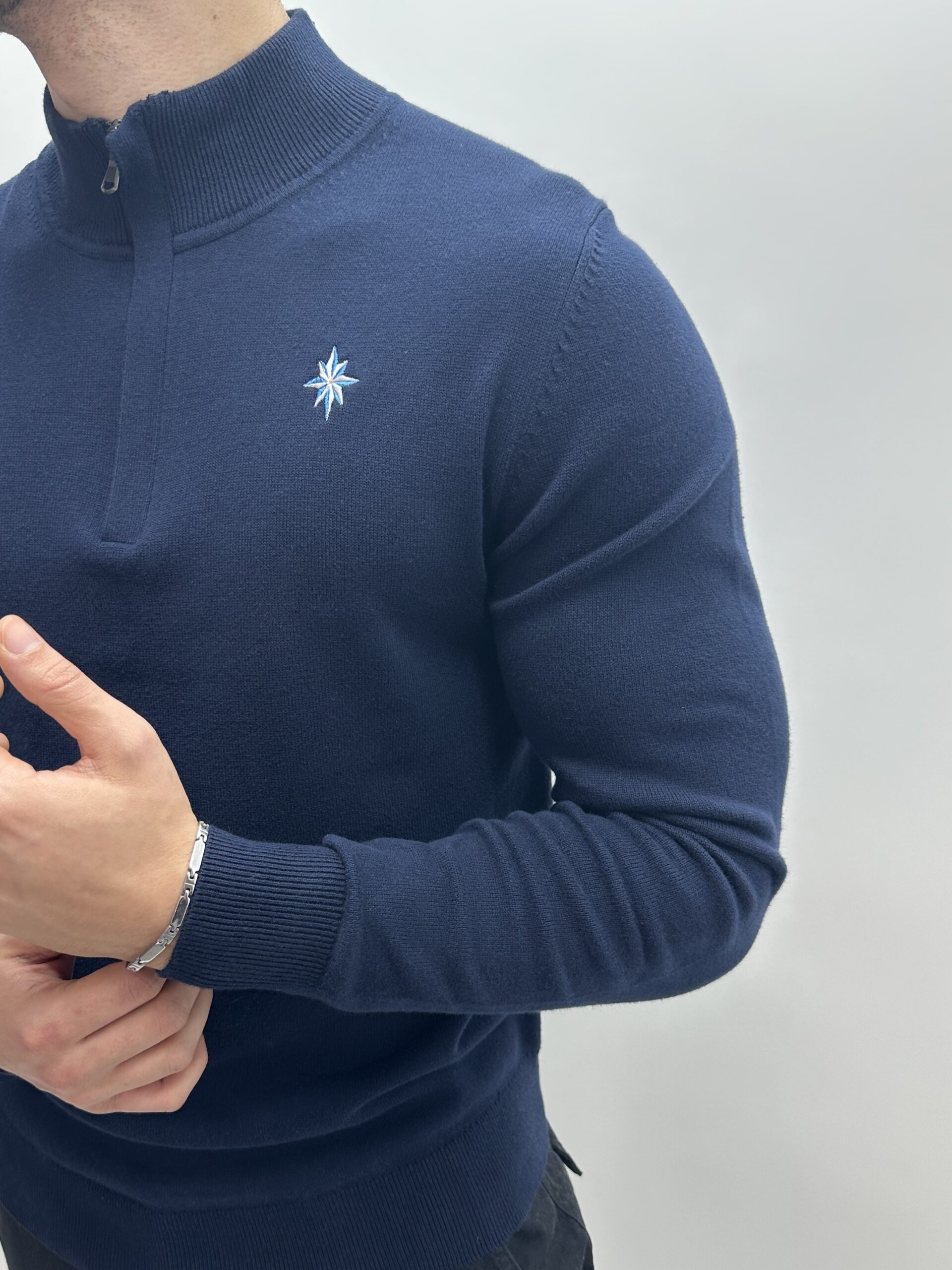 Navy Zip-Neck Sweater - Image 8