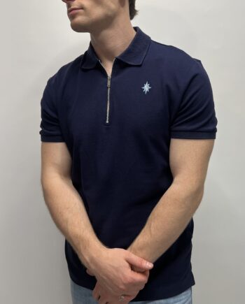 Navy Zip Neck Polo