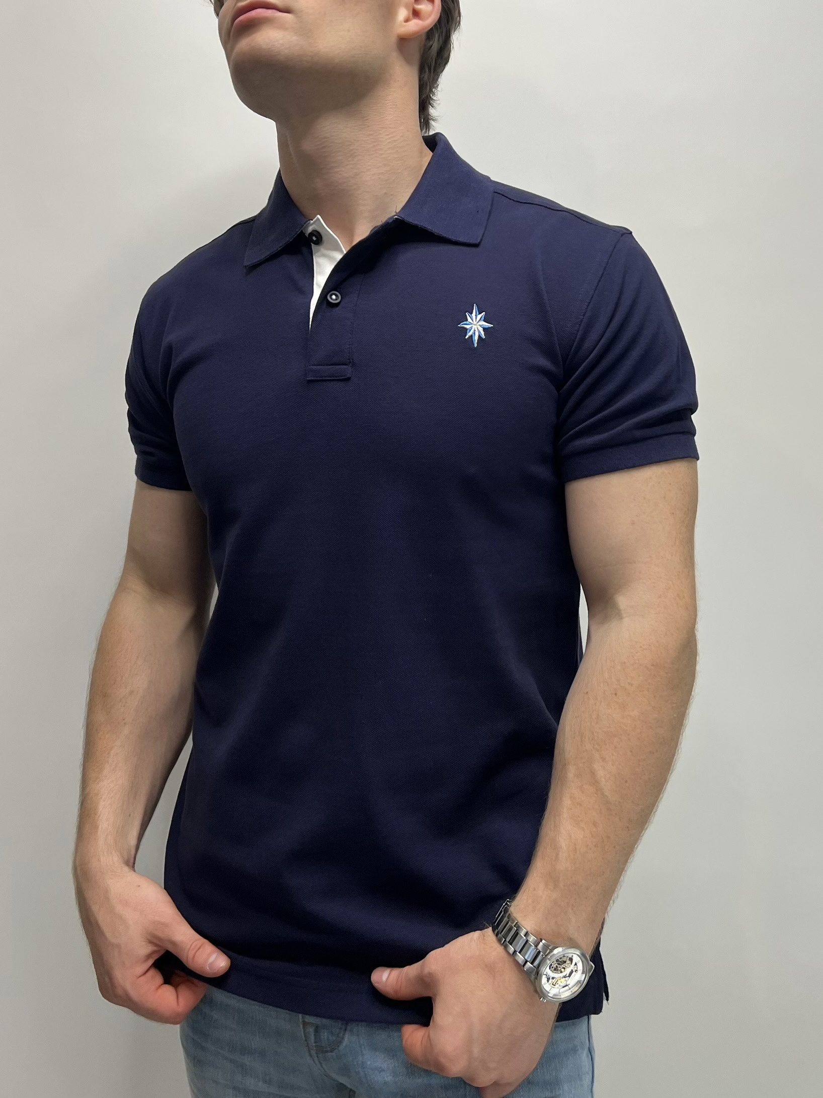 Navy Contrast Polo - Image 2