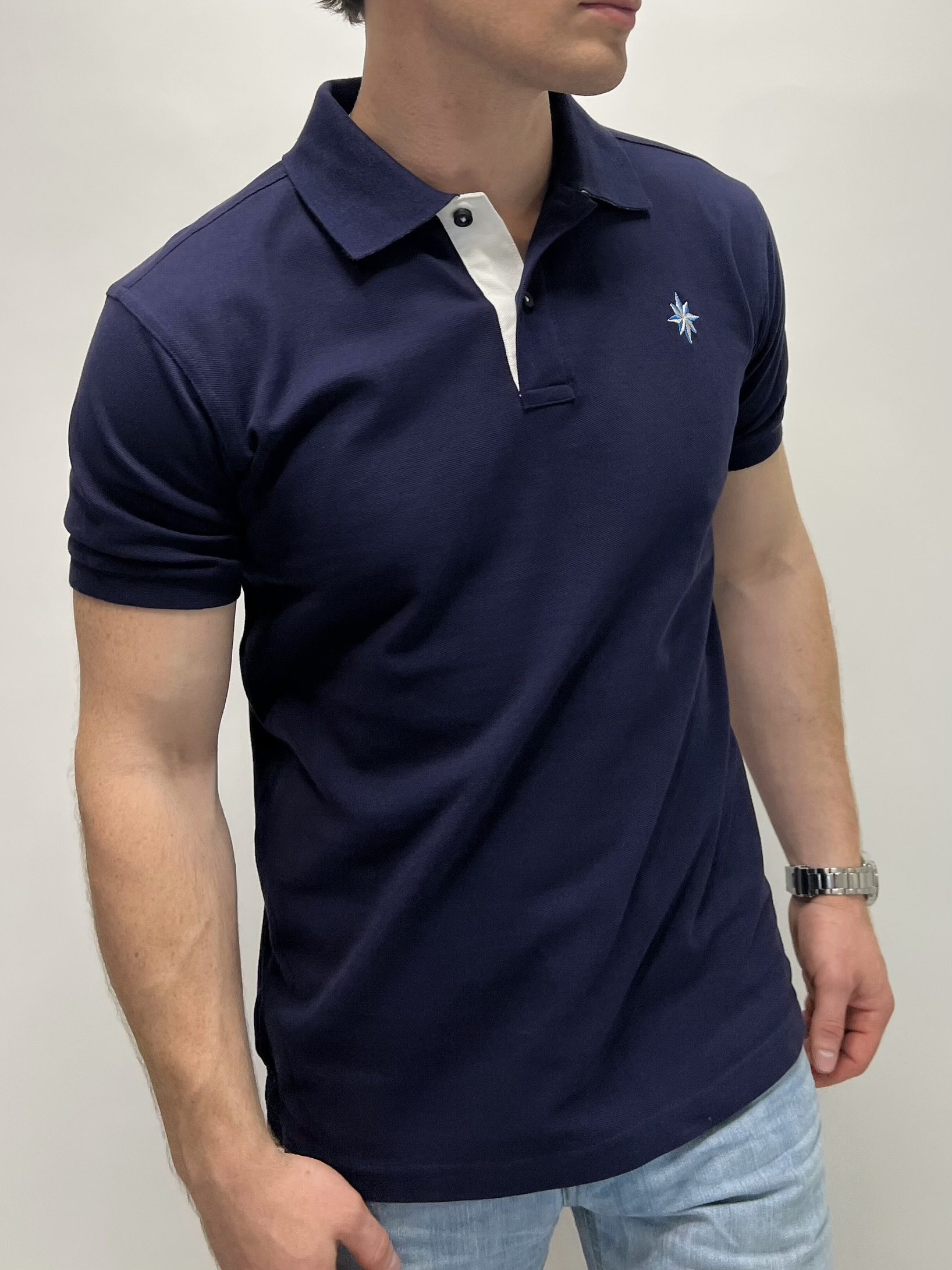 Navy Contrast Polo